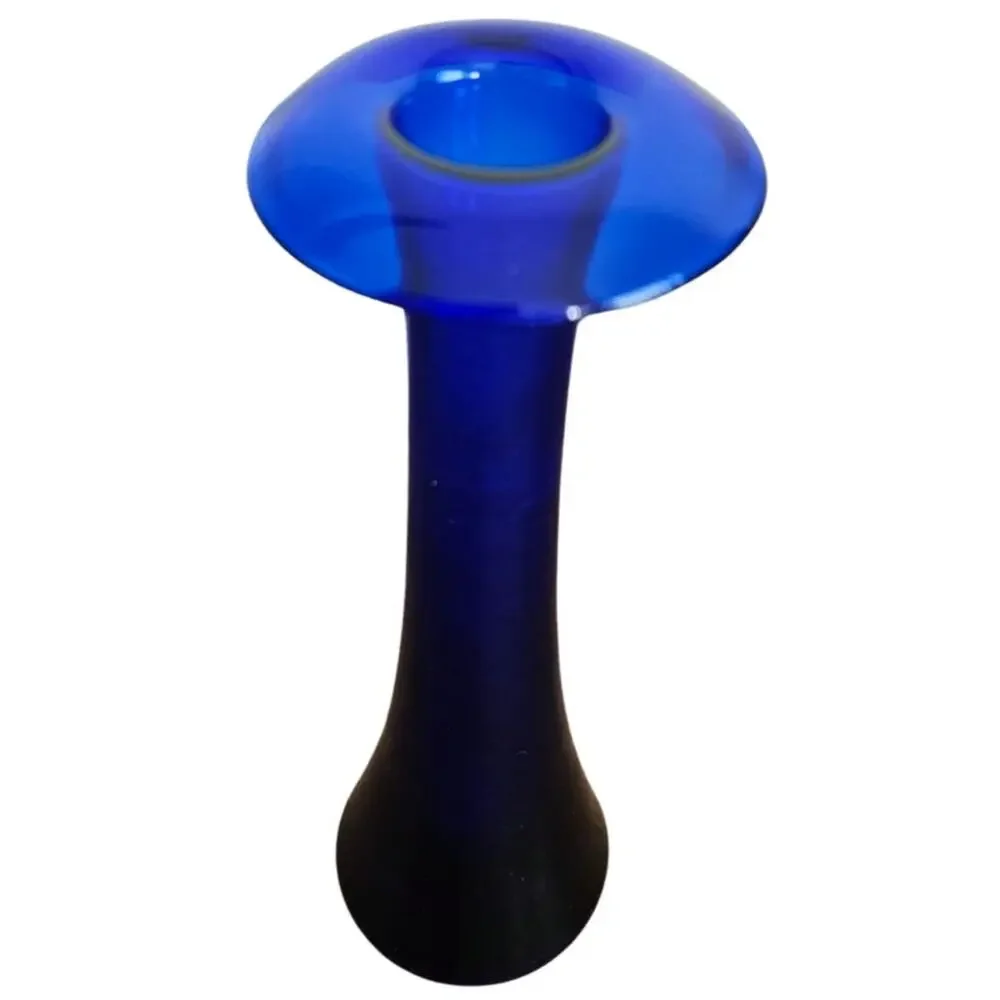 Tiffany & Co. Hand-Blown Blue Art Glass Vase Elsa Peretti Signed Home Decor